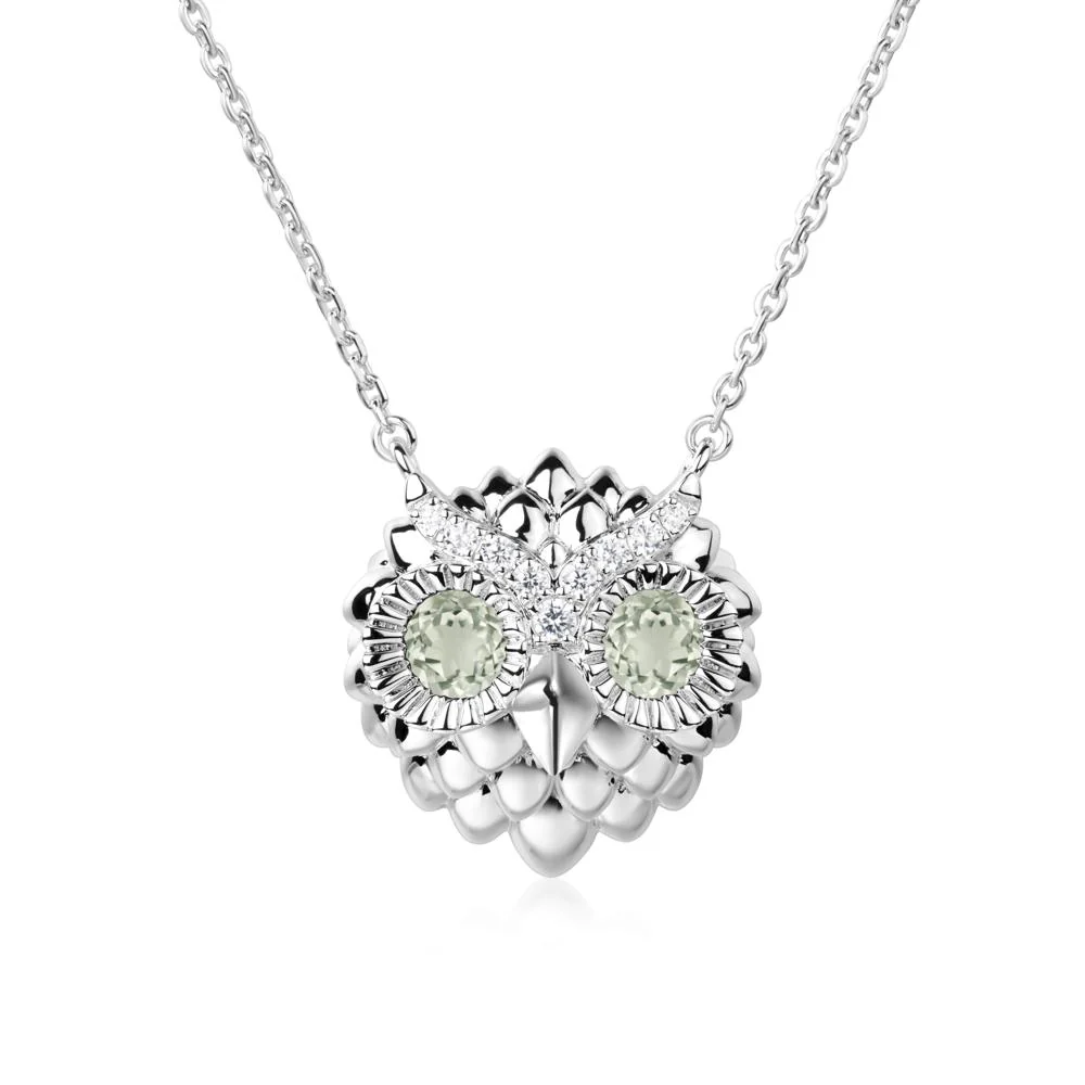 Green Amethyst Owl Necklace - Image 9