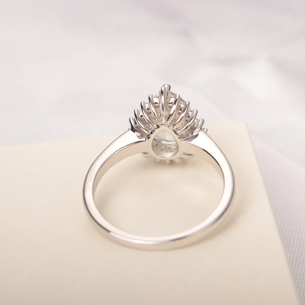 Green Amethyst Pear Shaped Halo Ring - Image 3