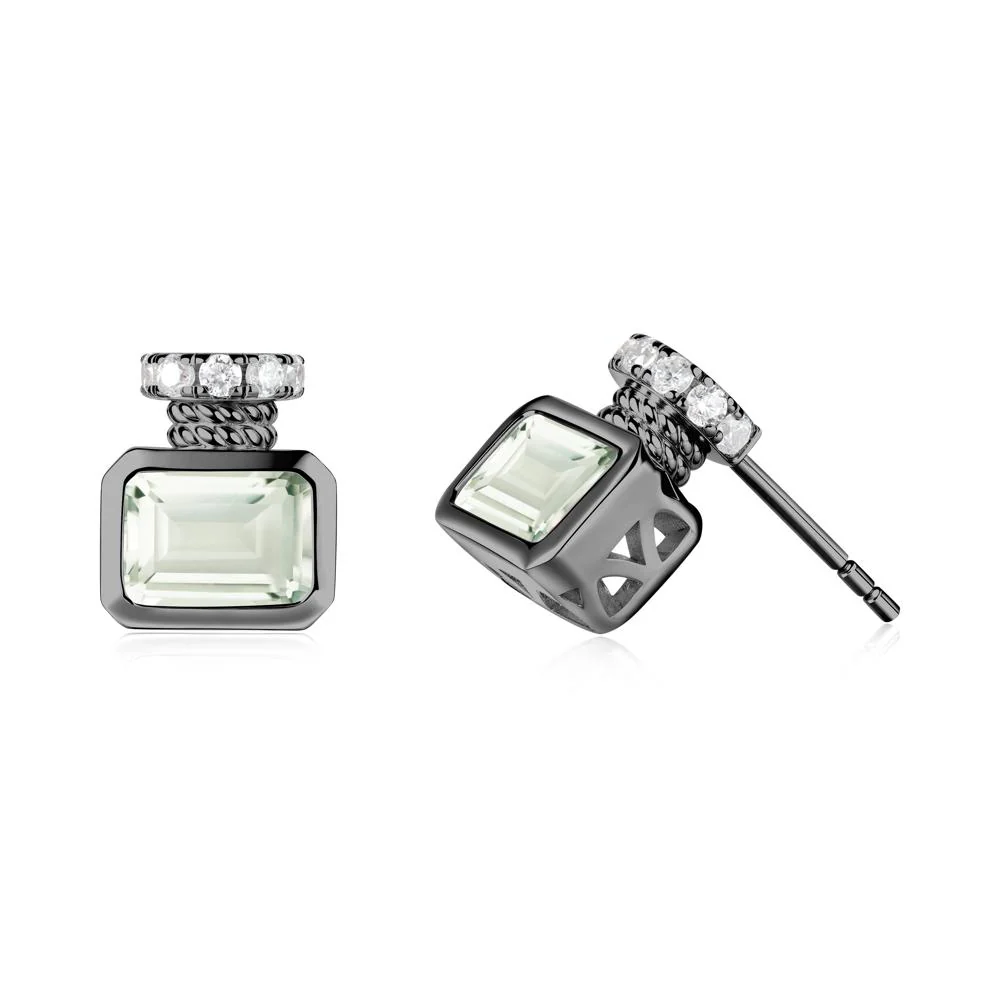 Green Amethyst Perfume Bottle Design Earrings - Image 3