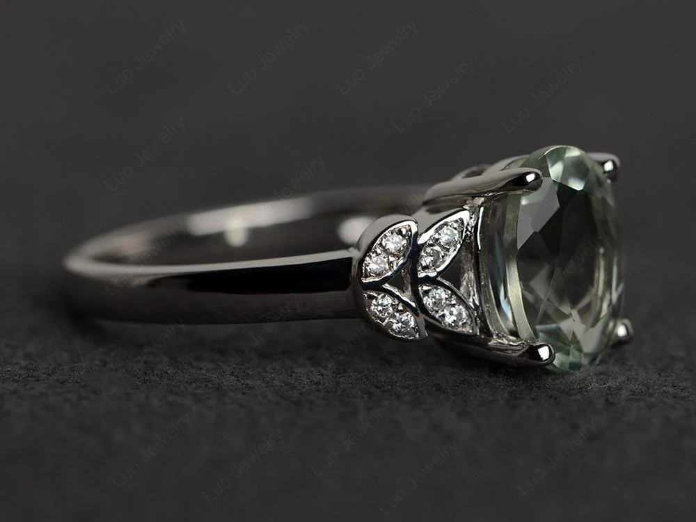 Classic Oval Green Amethyst Promise Ring - Image 2