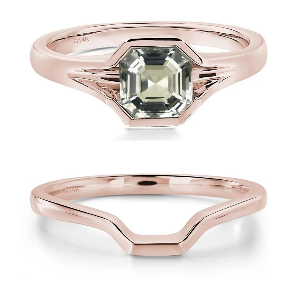 Green Amethyst Bezel Set Engagement Ring - Image 11