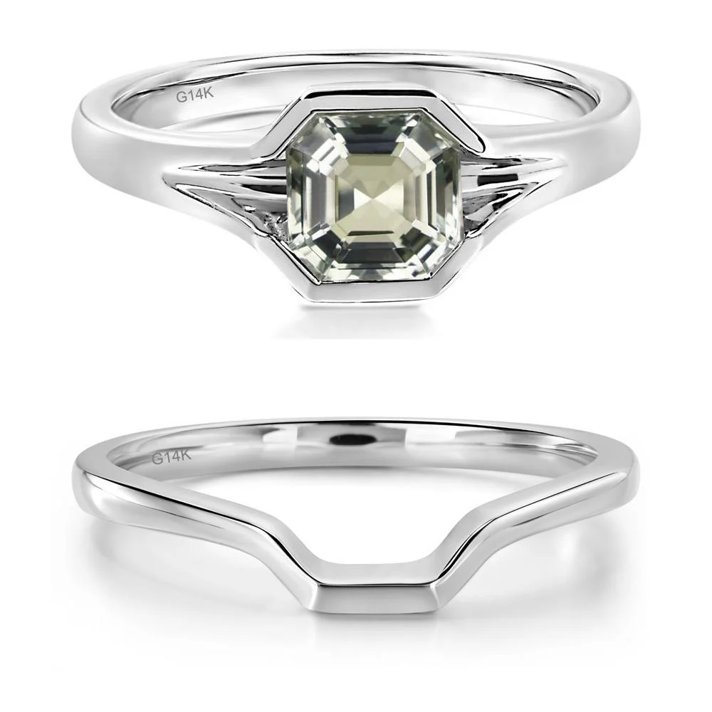 Green Amethyst Bezel Set Engagement Ring - Image 13