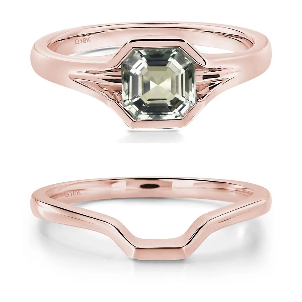 Green Amethyst Bezel Set Engagement Ring - Image 17