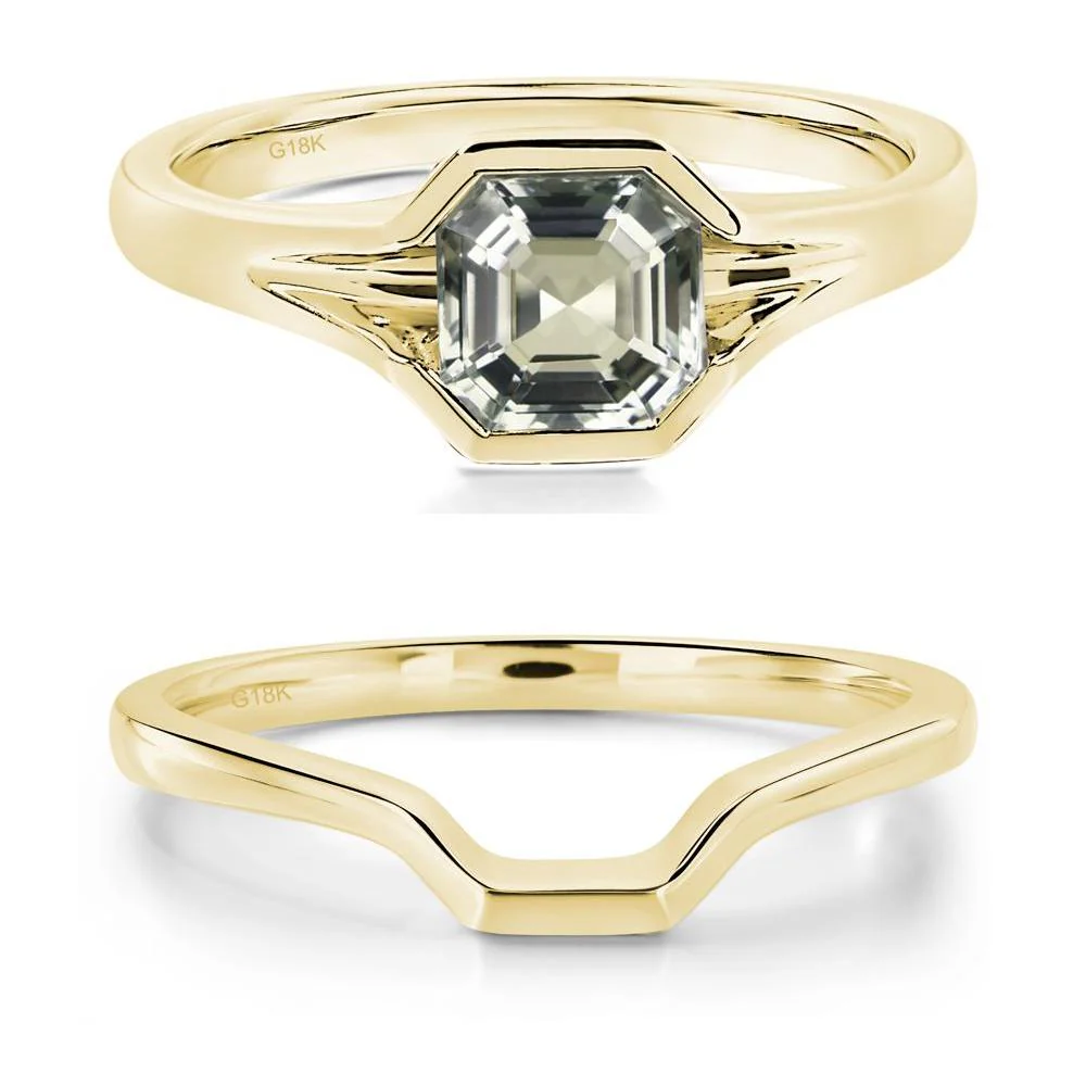 Green Amethyst Bezel Set Engagement Ring - Image 21