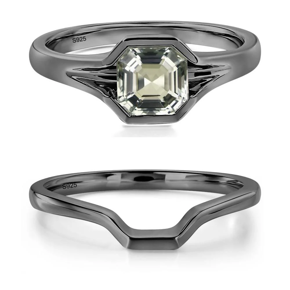 Green Amethyst Bezel Set Engagement Ring - Image 23