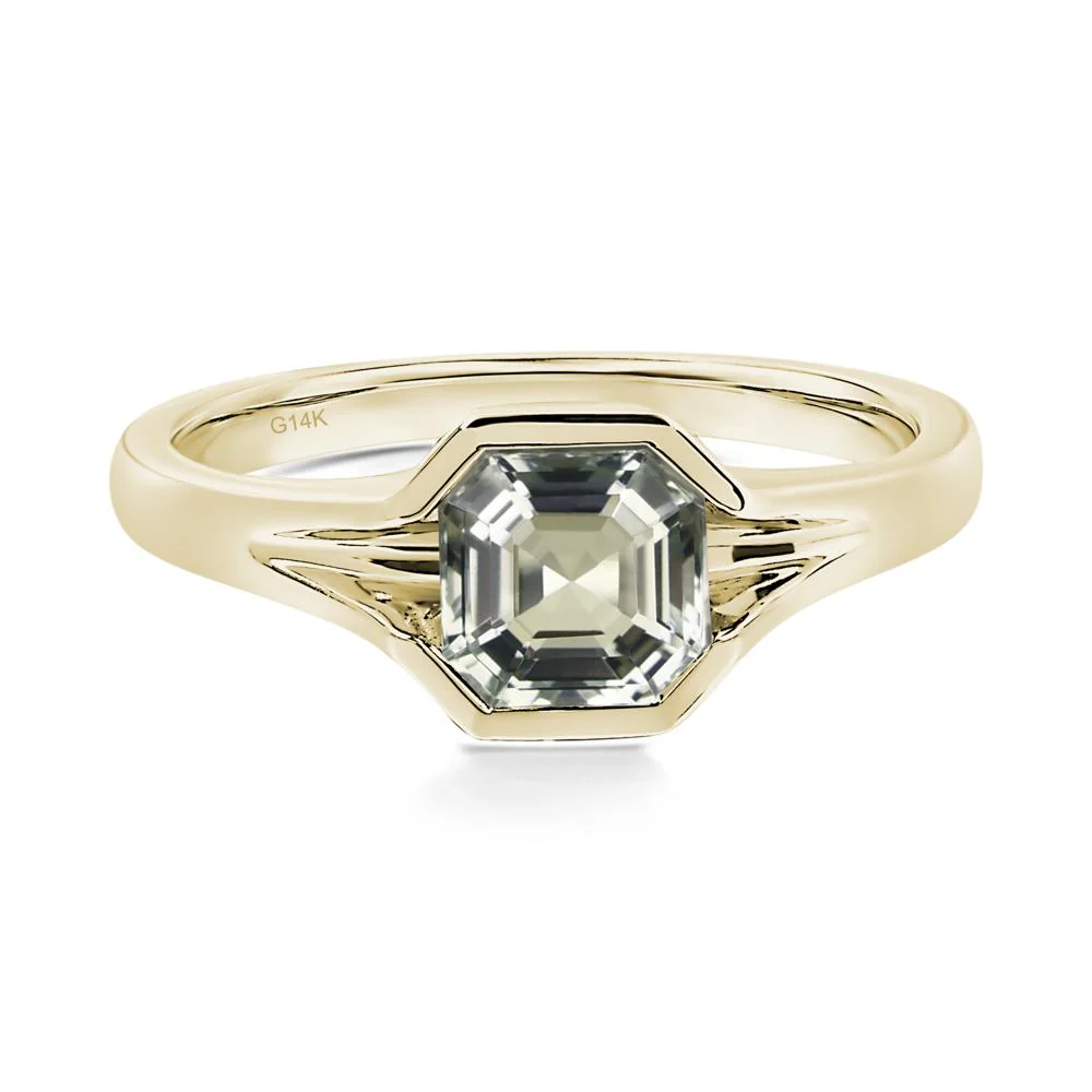 Green Amethyst Bezel Set Engagement Ring - Image 4