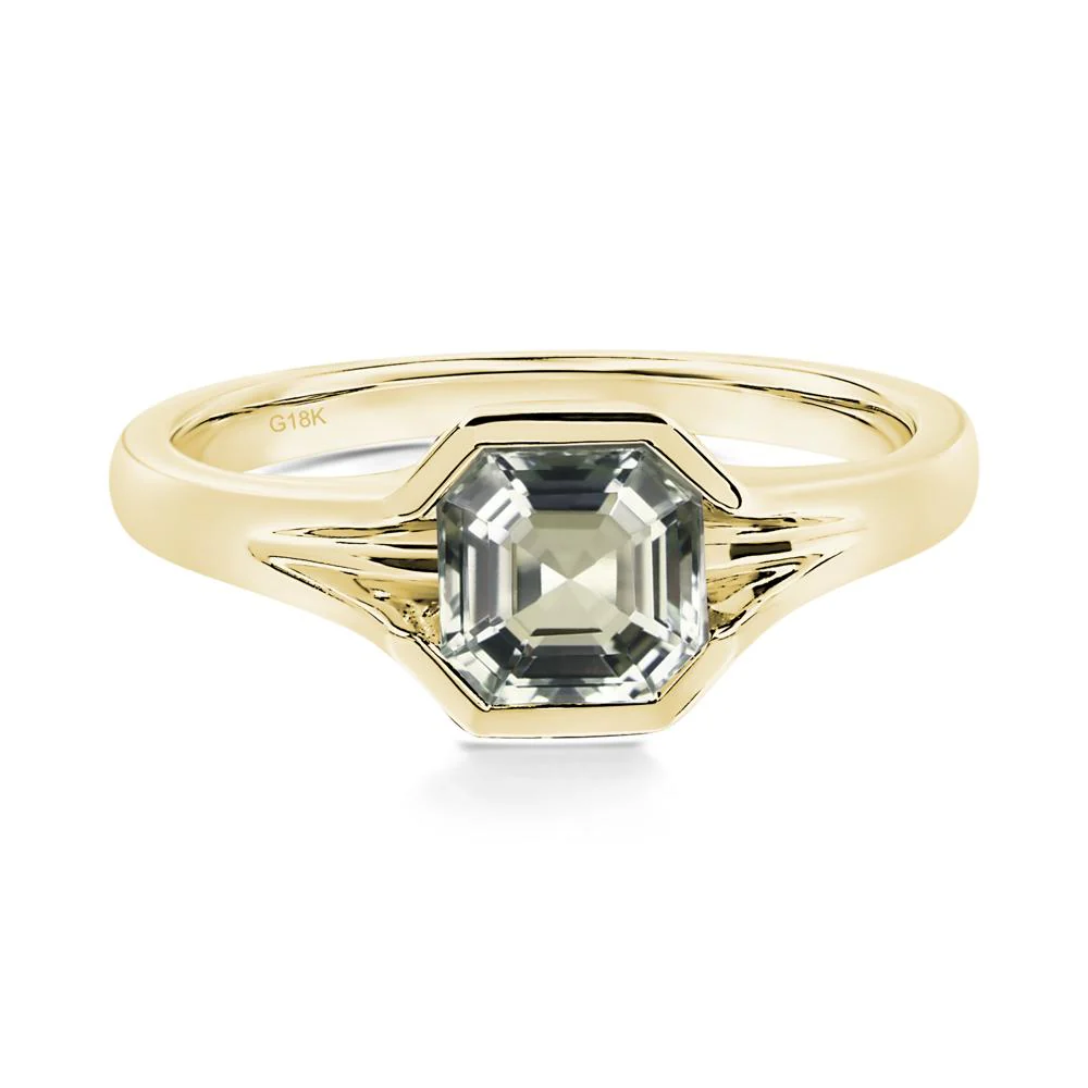 Green Amethyst Bezel Set Engagement Ring - Image 7