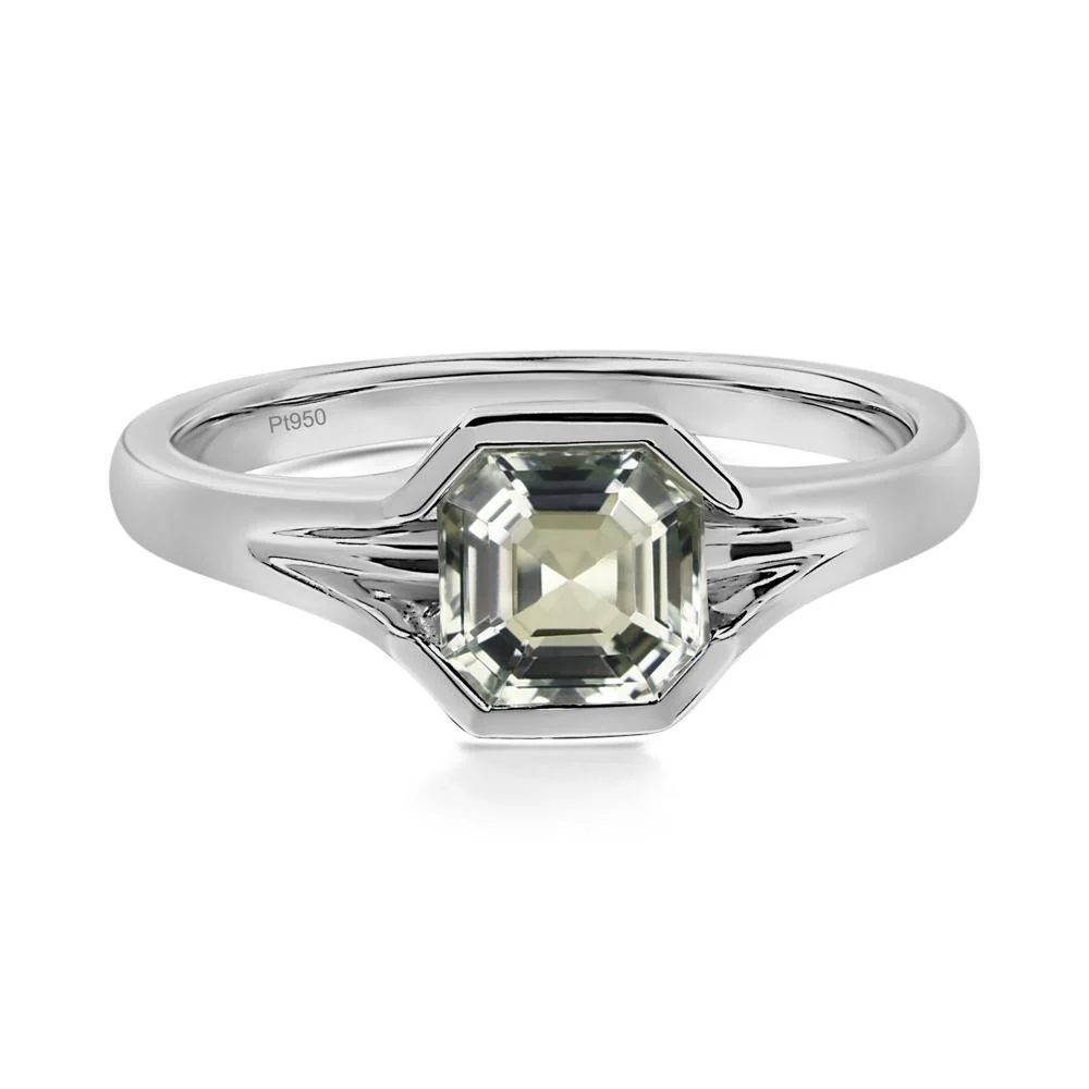 Green Amethyst Bezel Set Engagement Ring - Image 9