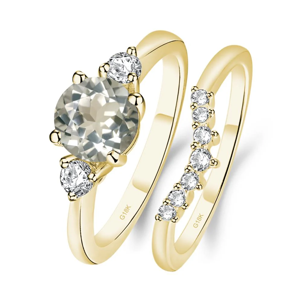Round Green Amethyst Wedding Ring Set - Image 8