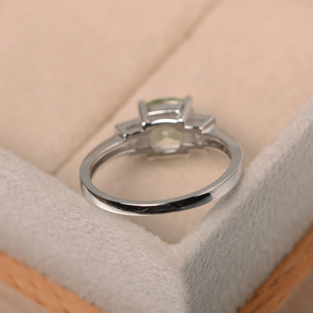 Cushion Green Amethyst Trilogy Ring - Image 3