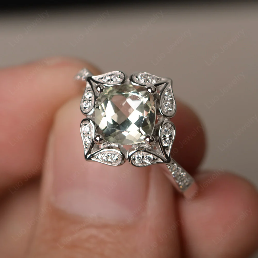Green Amethyst Ring Cushion Cut Kite Set - Image 2
