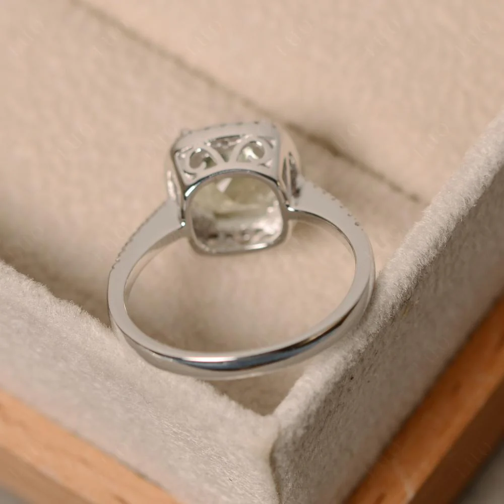 Cushion Cut Green Amethyst Halo Ring - Image 13