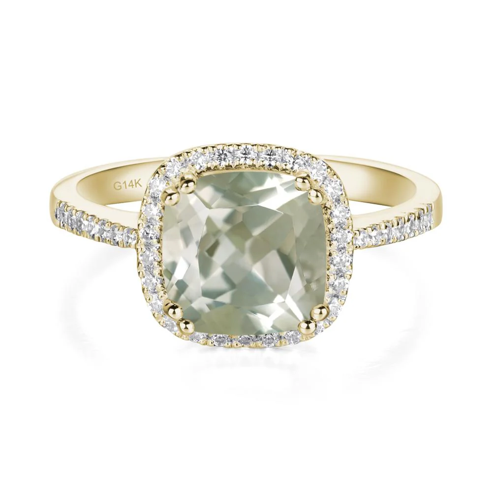 Cushion Cut Green Amethyst Halo Ring - Image 7