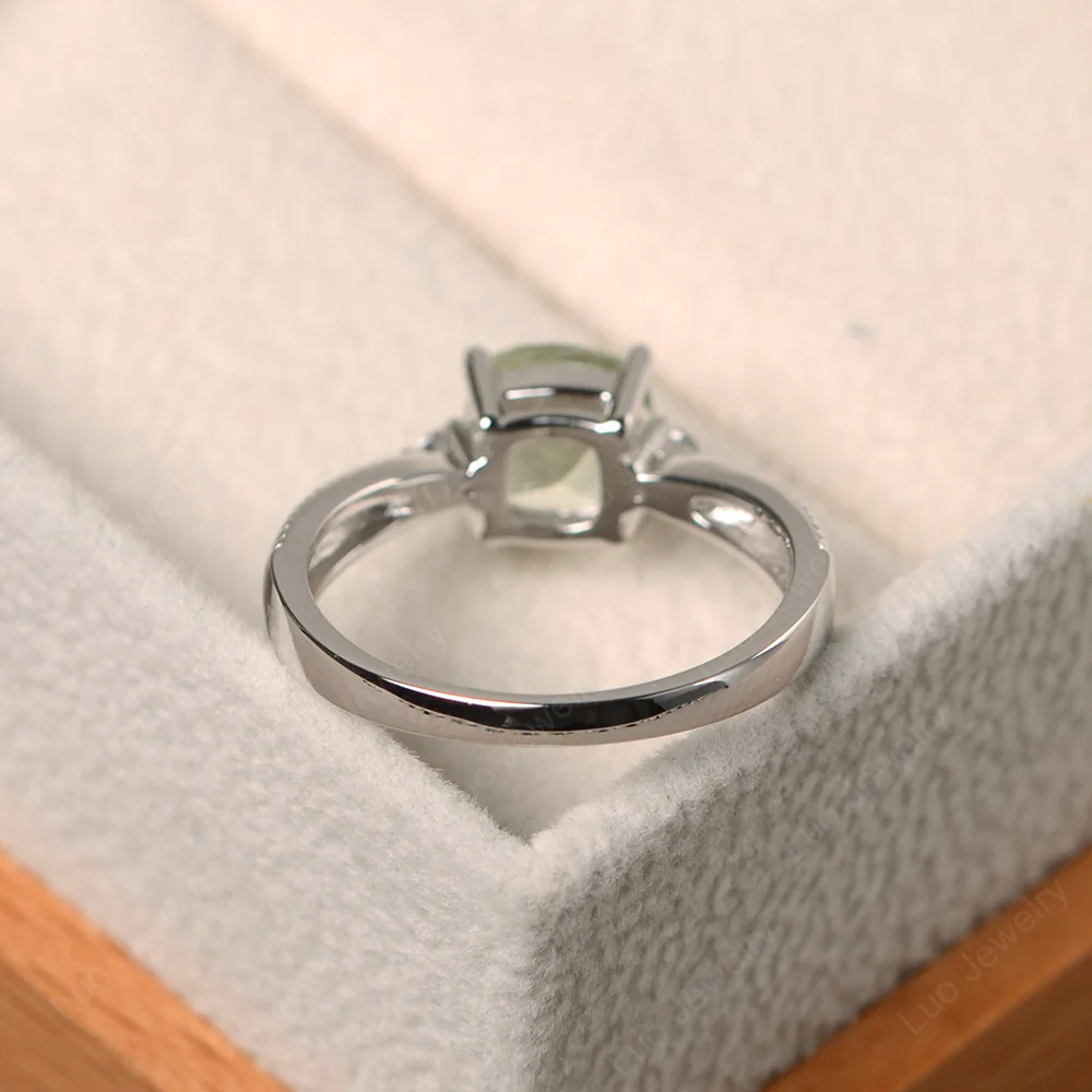 Cushion Cut Green Amethyst Engagement Ring - Image 3