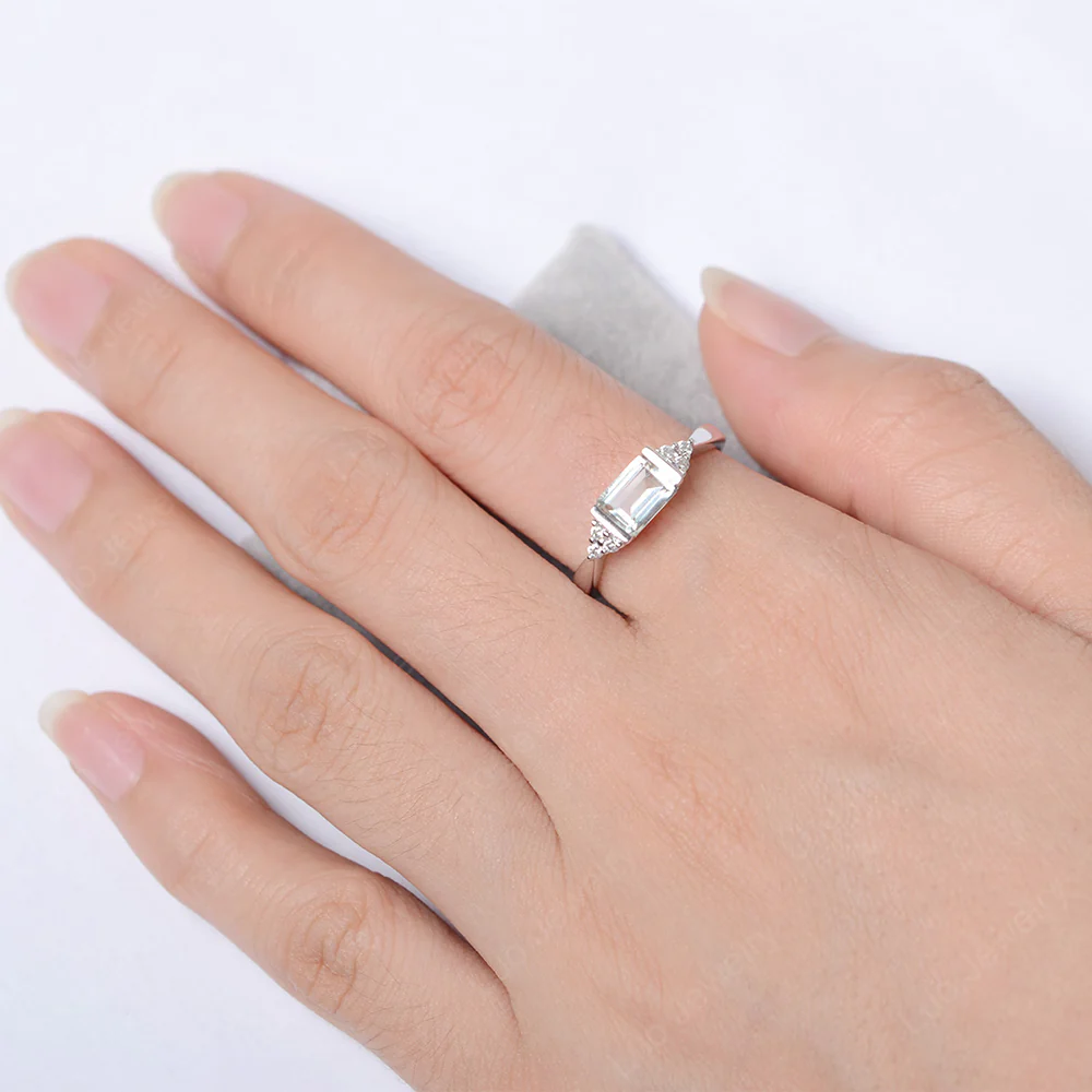Green Amethyst East West Half Bezel Set Ring - Image 4