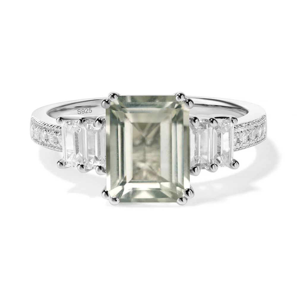 Green Amethyst Double Prong Engagement Ring - Image 5