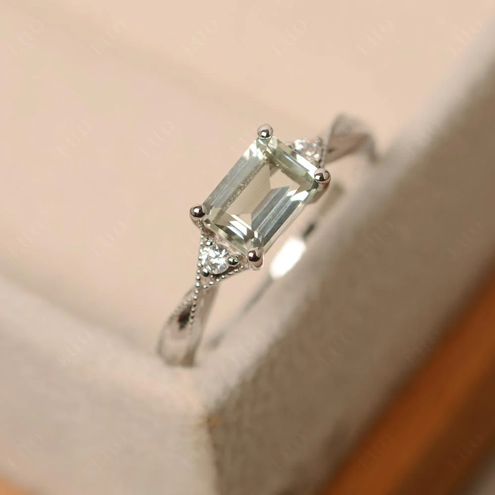 Green Amethyst Milgrain Ring - Image 11