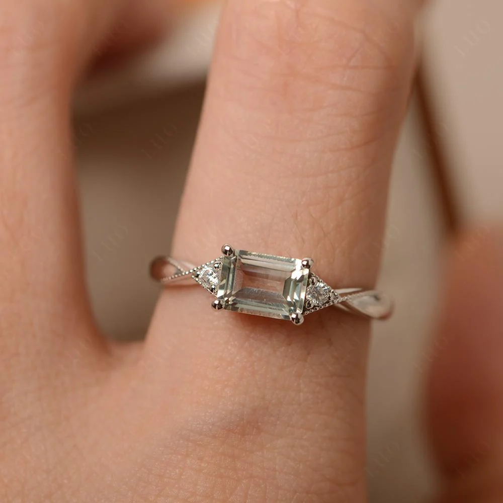 Green Amethyst Milgrain Ring - Image 14