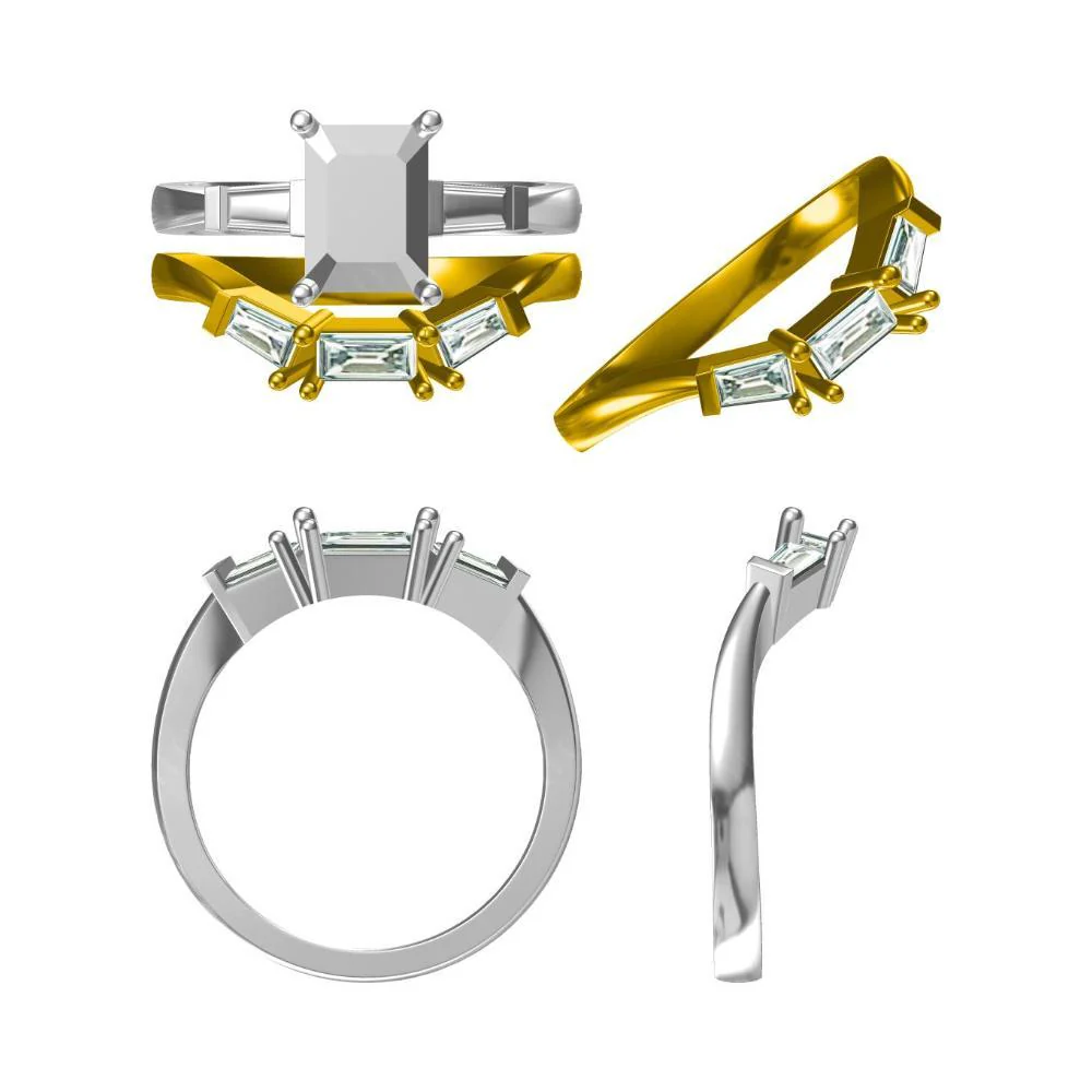 Green Amethyst Emerald Cut Baguette Ring - Image 10