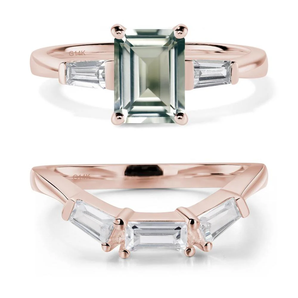 Green Amethyst Emerald Cut Baguette Ring - Image 11