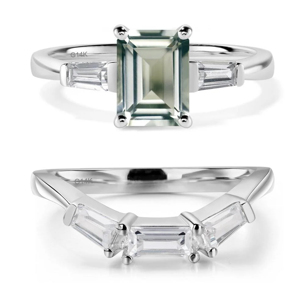 Green Amethyst Emerald Cut Baguette Ring - Image 13