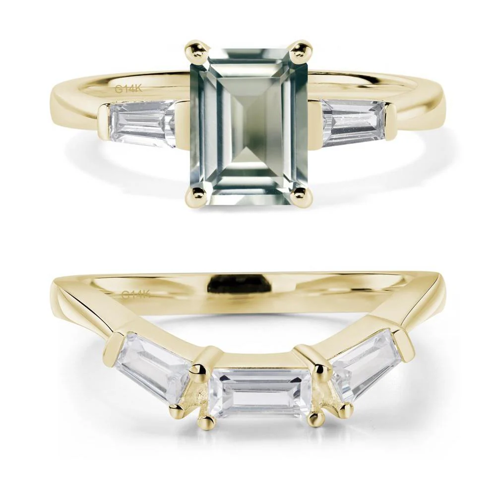 Green Amethyst Emerald Cut Baguette Ring - Image 15