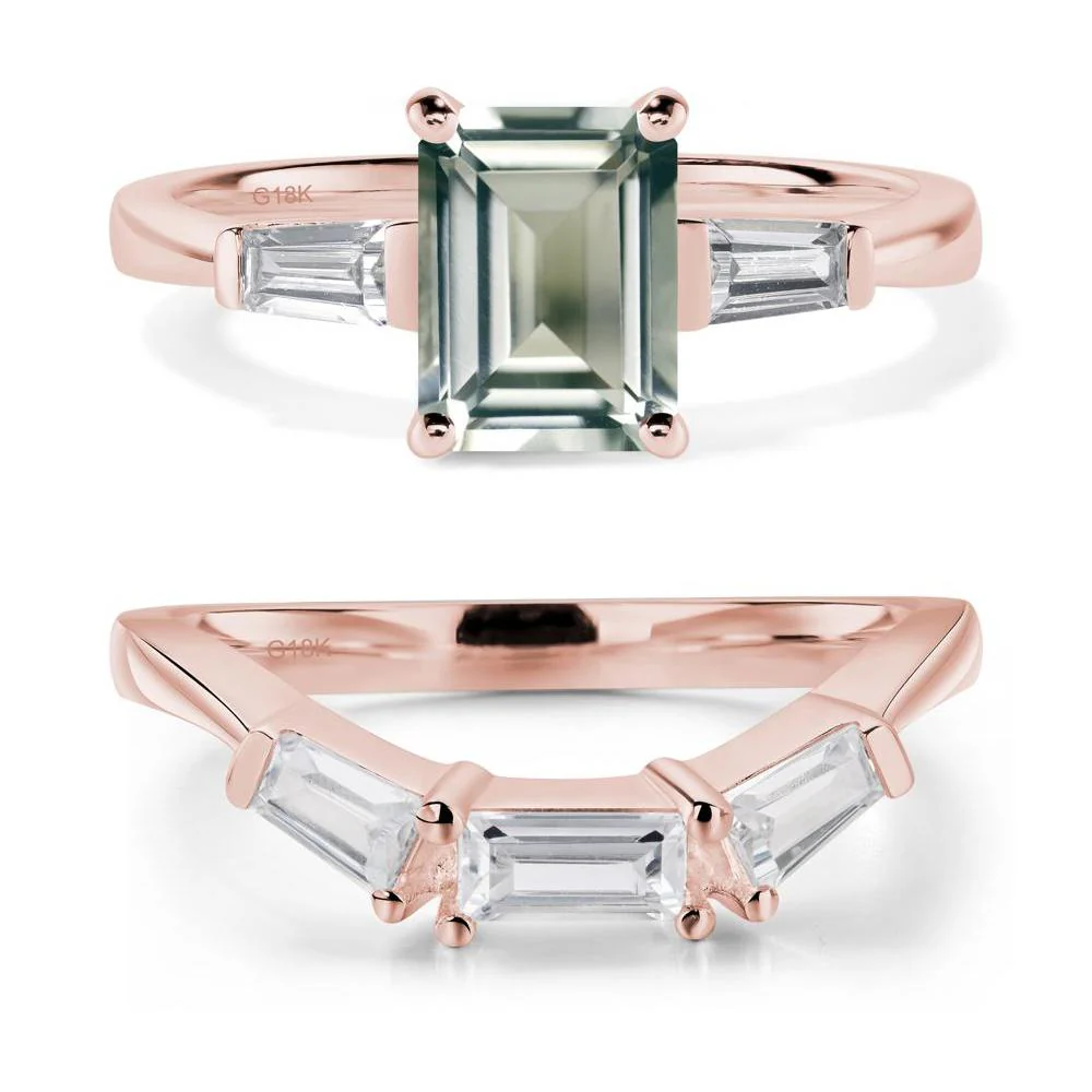 Green Amethyst Emerald Cut Baguette Ring - Image 17