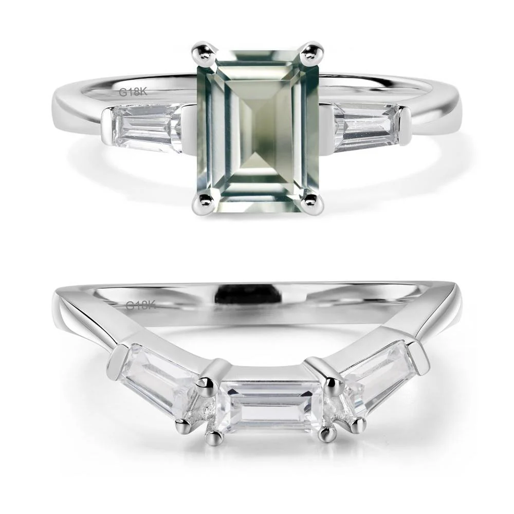 Green Amethyst Emerald Cut Baguette Ring - Image 19