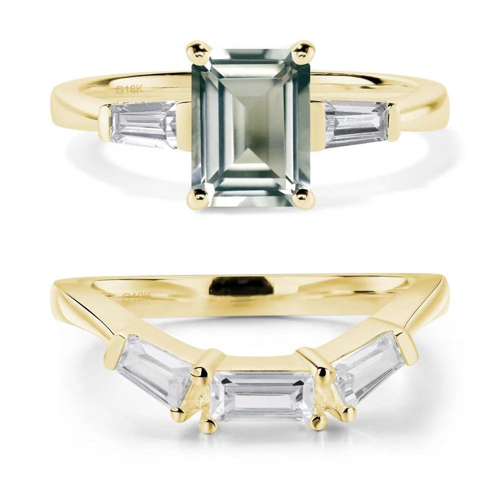Green Amethyst Emerald Cut Baguette Ring - Image 21
