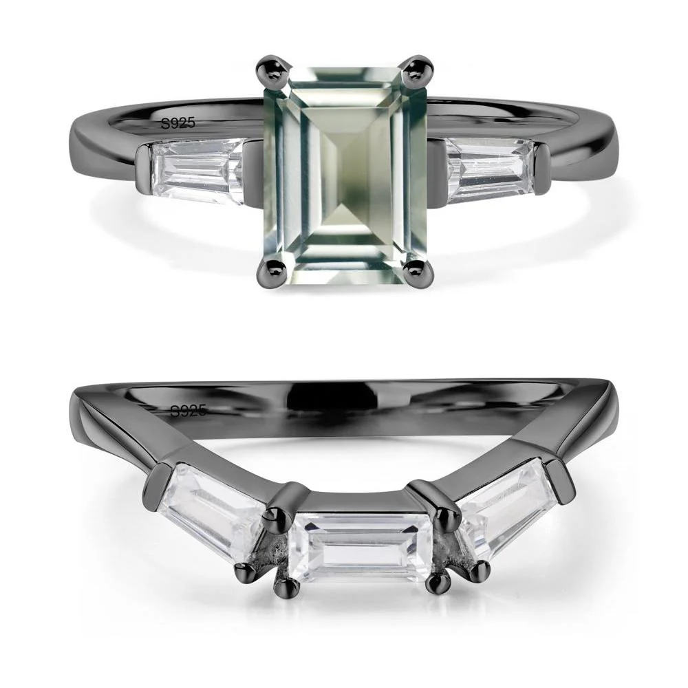 Green Amethyst Emerald Cut Baguette Ring - Image 23