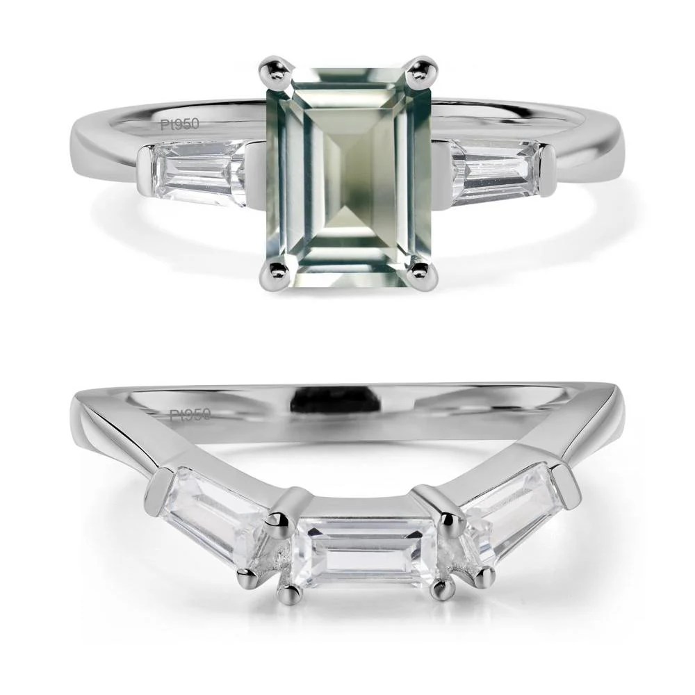 Green Amethyst Emerald Cut Baguette Ring - Image 25