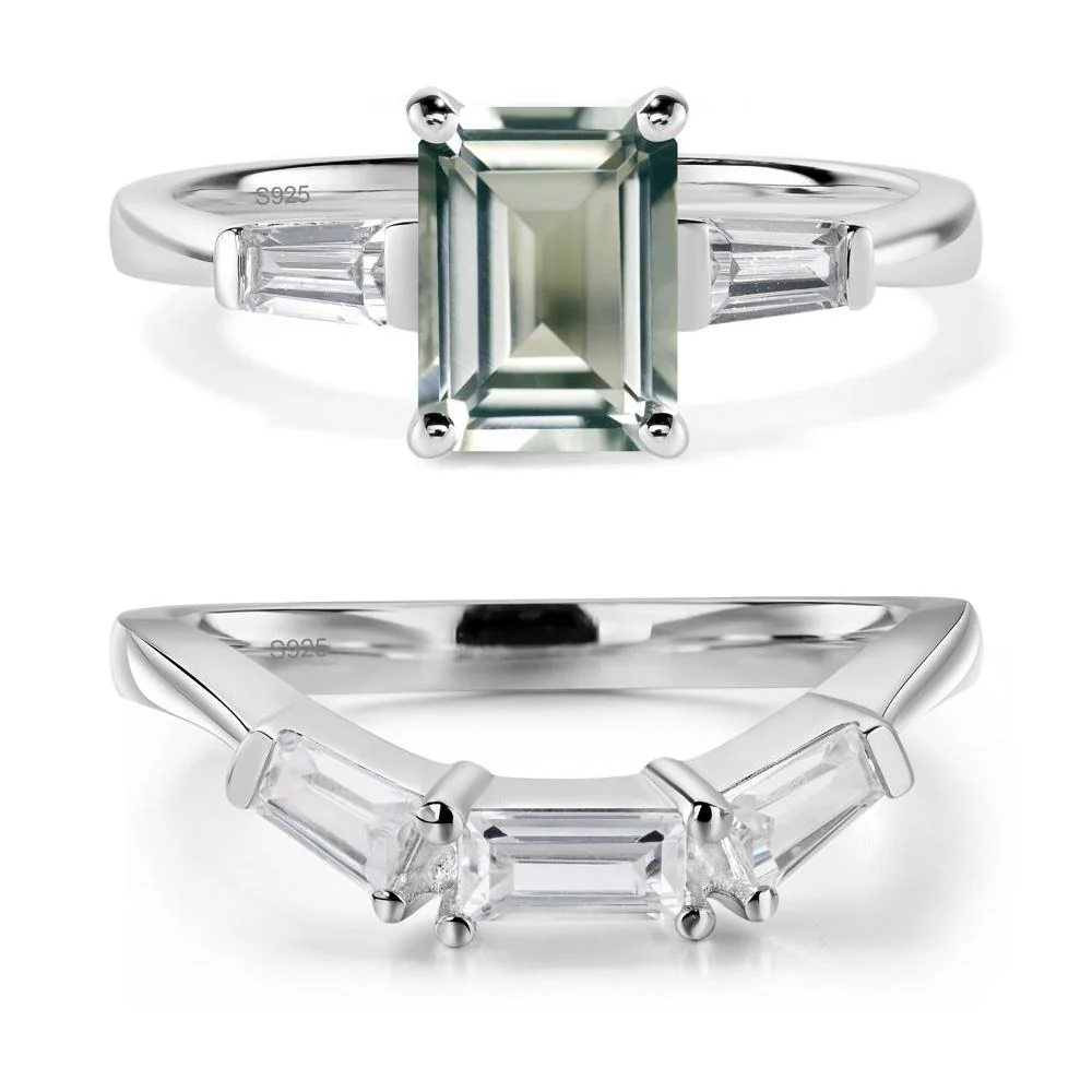 Green Amethyst Emerald Cut Baguette Ring - Image 27