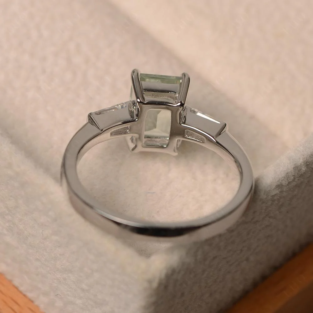 Green Amethyst Emerald Cut Baguette Ring - Image 31