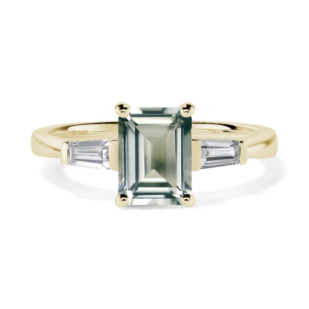 Green Amethyst Emerald Cut Baguette Ring - Image 4