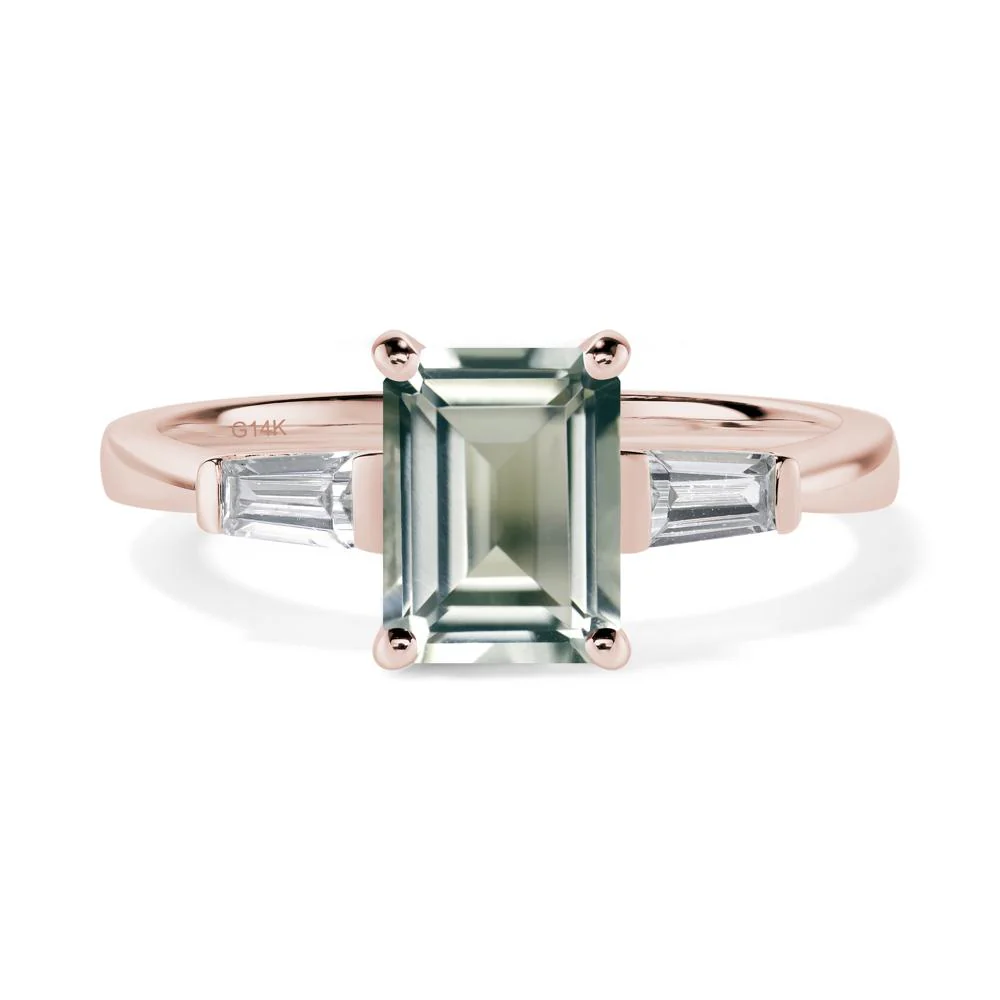 Green Amethyst Emerald Cut Baguette Ring - Image 5