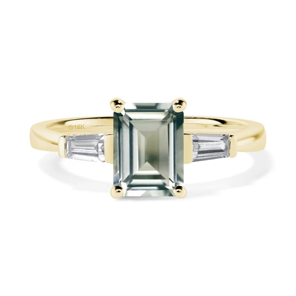 Green Amethyst Emerald Cut Baguette Ring - Image 7