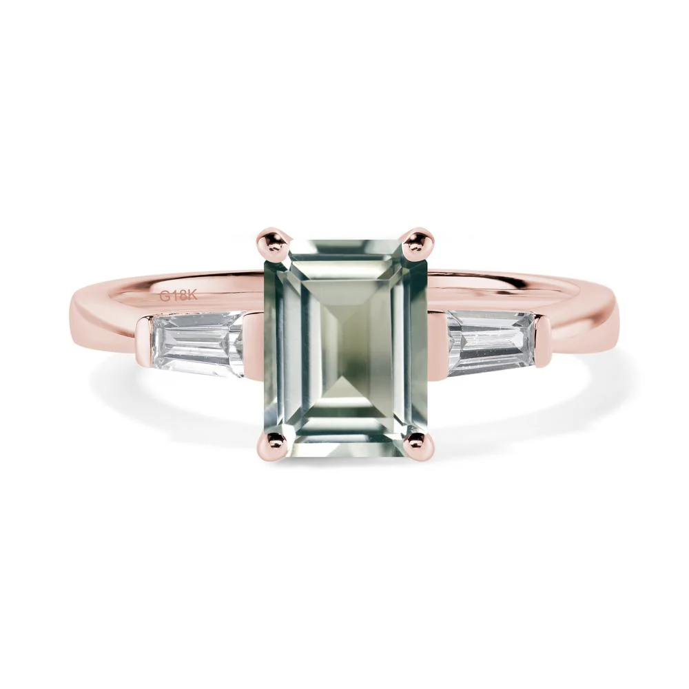 Green Amethyst Emerald Cut Baguette Ring - Image 8