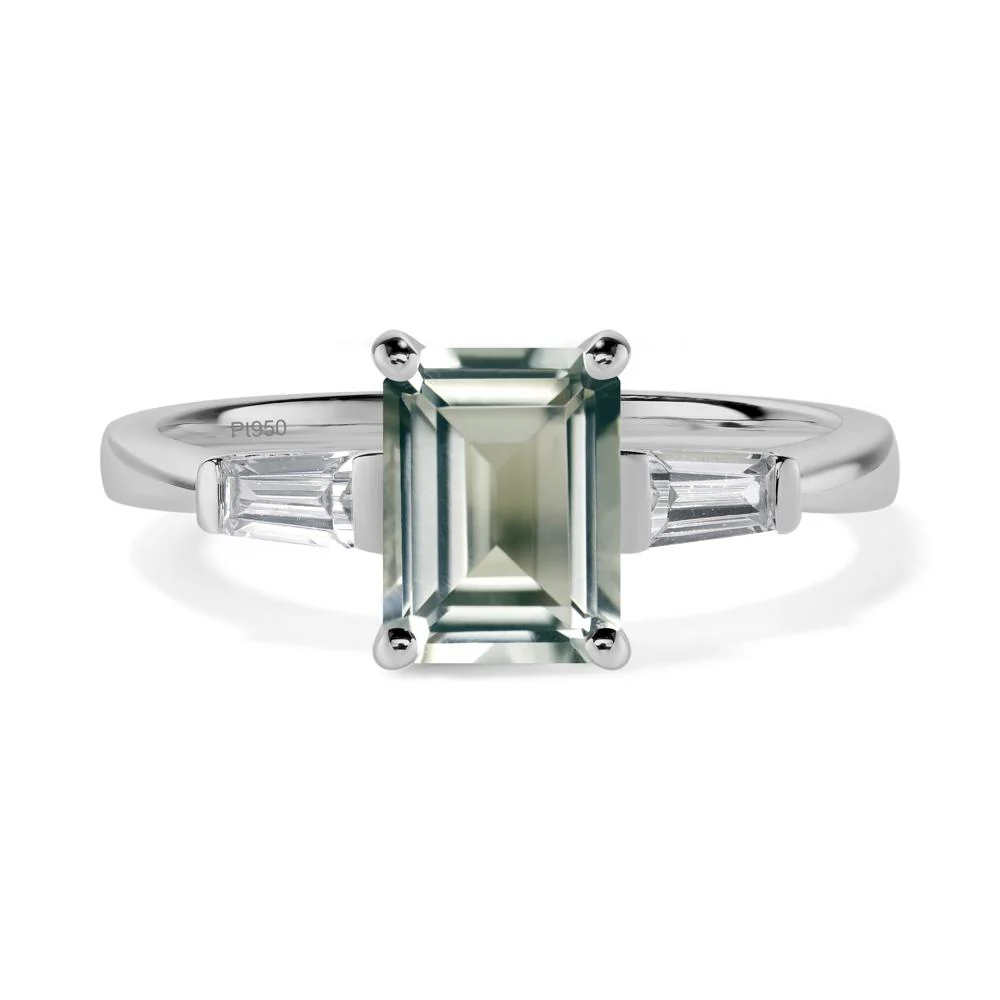 Green Amethyst Emerald Cut Baguette Ring - Image 9