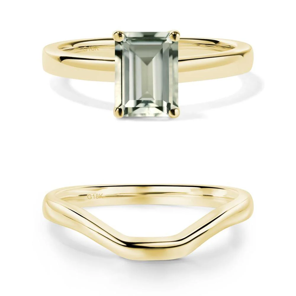 Green Amethyst Plain Band Solitaire Engagement Ring - Image 21