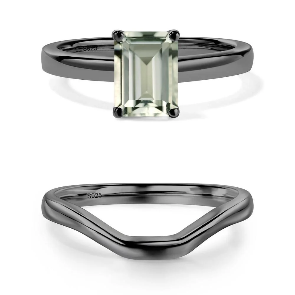 Green Amethyst Plain Band Solitaire Engagement Ring - Image 23