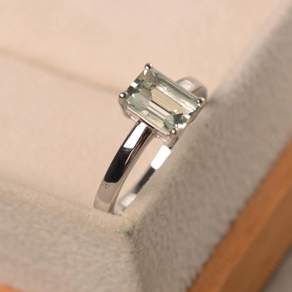 Green Amethyst Plain Band Solitaire Engagement Ring - Image 30