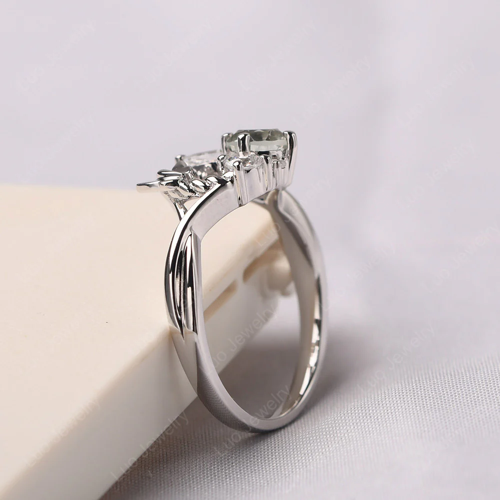 Vine and Butterfly Ring with Green Amethyst - Image 4