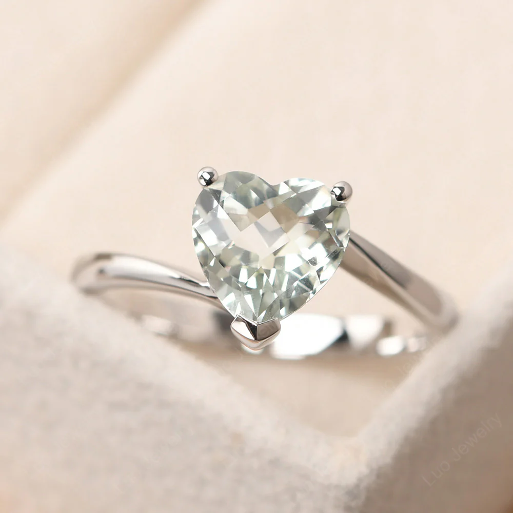Green Amethyst Heart Bypass Ring
