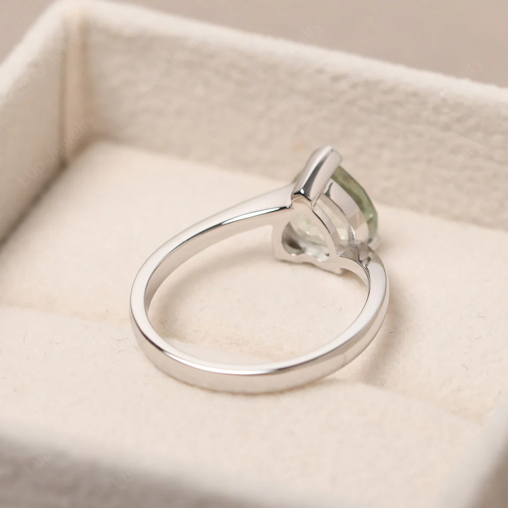 Green Amethyst Heart Bypass Ring - Image 3