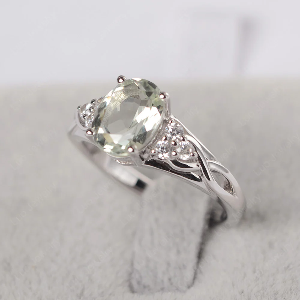Oval Green Amethyst Engagement Ring - Image 2