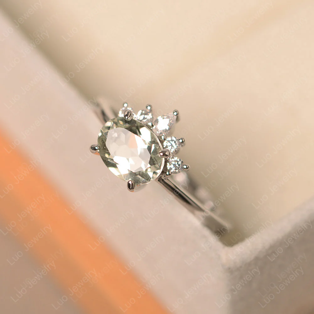 Half Sunburst Oval Green Amethyst Ring - Image 2