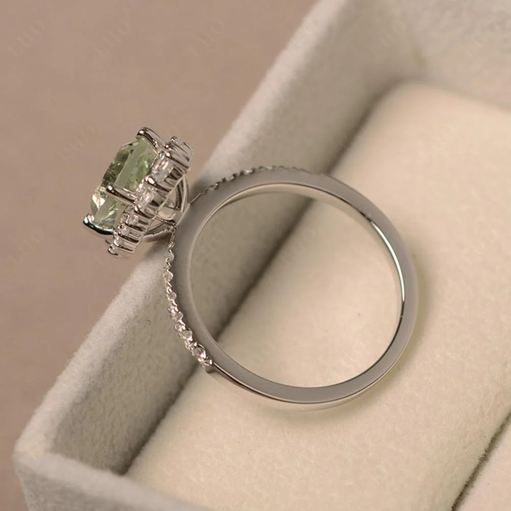 Oval Green Amethyst Halo Cluster Ring - Image 13