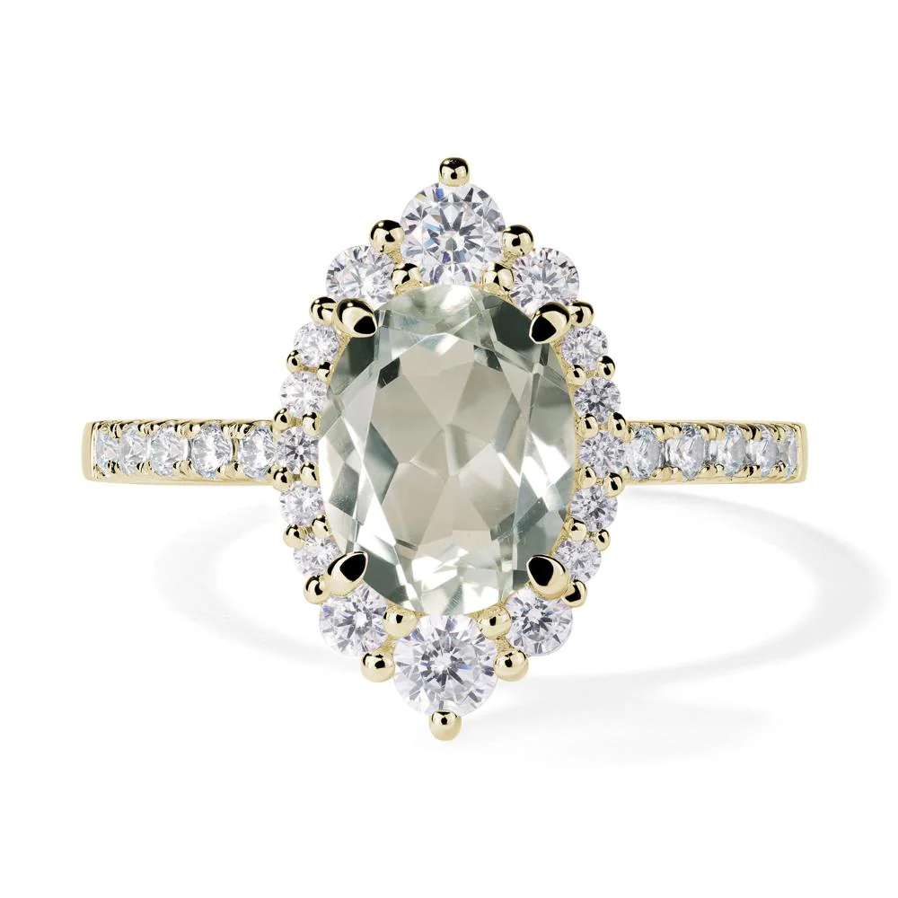Oval Green Amethyst Halo Cluster Ring - Image 4
