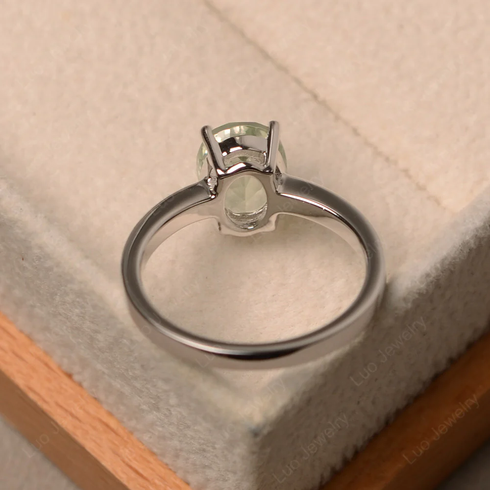 Green Amethyst Oval Solitaire Ring - Image 3