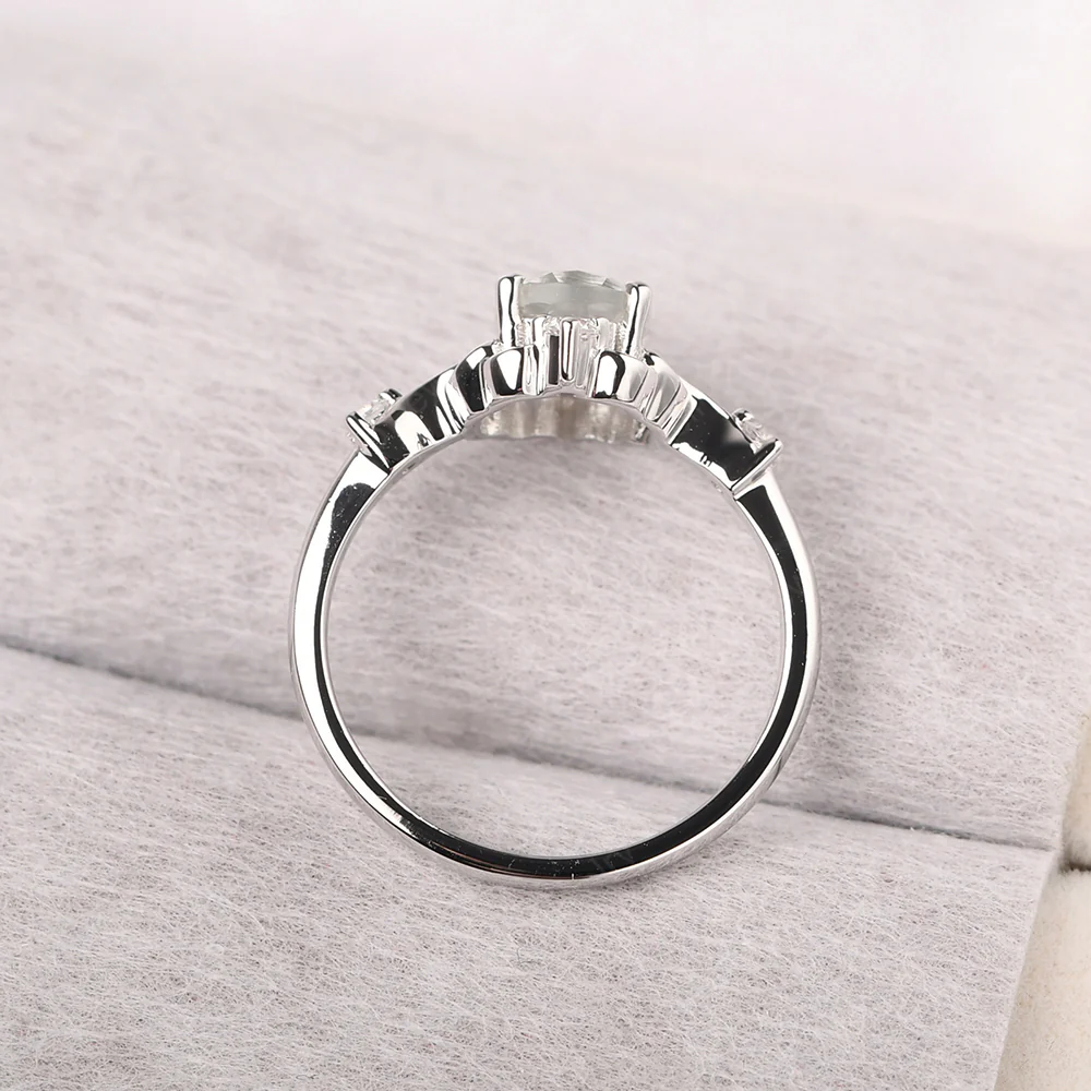 Vintage Style Green Amethyst Engagement Ring - Image 3